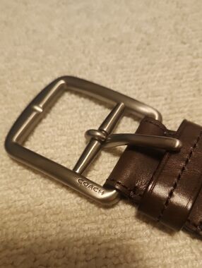 Coach Brown Braided Leather Belt with Silver Buckle